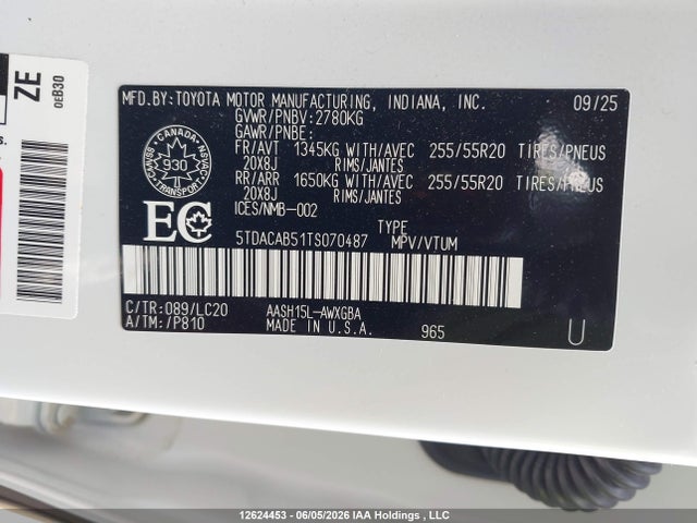 5TDACAB51TS070487 Toyota Grand Highlander Hybrid Limited