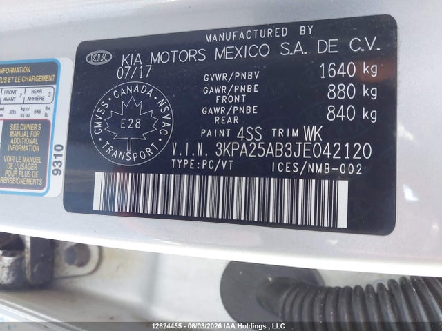 Aukcja sprzedaży 2018 Kia Rio Lx/s, vin: 3KPA25AB3JE042120, numer aukcji: 12624455