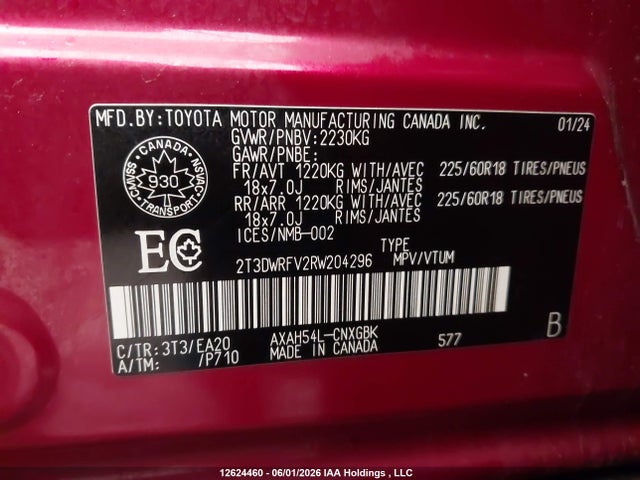 2T3DWRFV2RW204296 Toyota RAV4 HYBRID