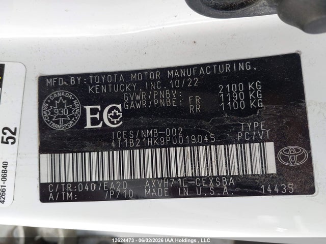 Продаж на аукціоні авто 2023 Toyota Camry Xle/se, vin: 4T1B21HK9PU019045, номер лоту: 12624473