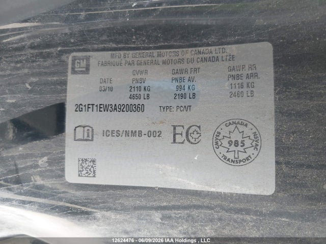 12624476 :رقم المزاد ، 2G1FT1EW3A9200360 vin ، 2010 Chevrolet Camaro مزاد بيع