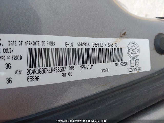 Aukcja sprzedaży 2014 Dodge Grand Caravan Se/sxt, vin: 2C4RDGBGXER456597, numer aukcji: 12624480