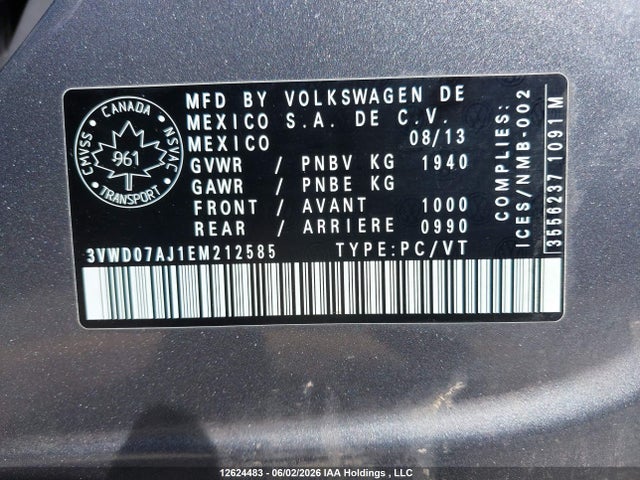 3VWD07AJ1EM212585 Volkswagen JETTA SE
