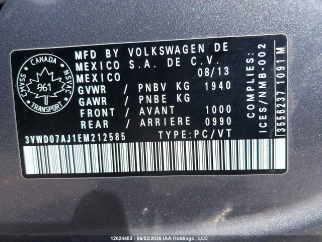 3VWD07AJ1EM212585 Volkswagen JETTA SE