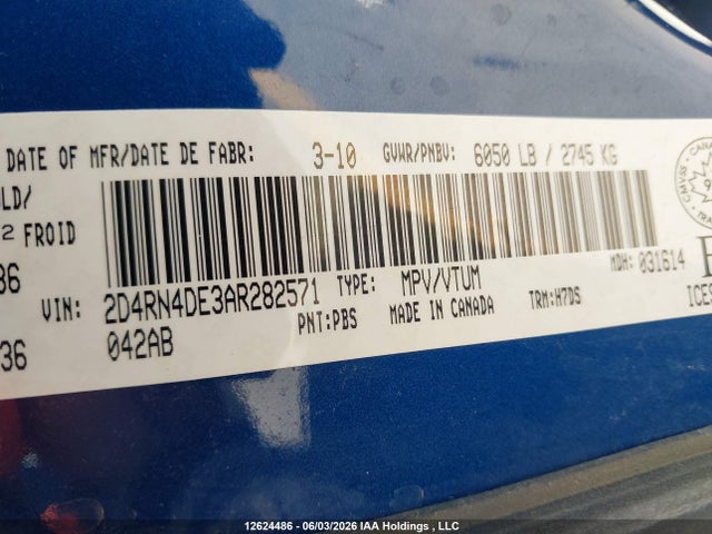 Aukcja sprzedaży 2010 Dodge Grand Caravan Se, vin: 2D4RN4DE3AR282571, numer aukcji: 12624486