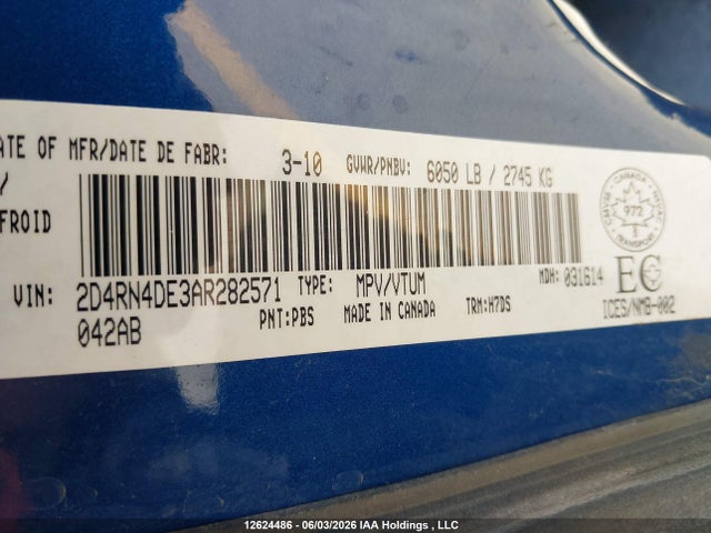 Aukcja sprzedaży 2010 Dodge Grand Caravan Se, vin: 2D4RN4DE3AR282571, numer aukcji: 12624486