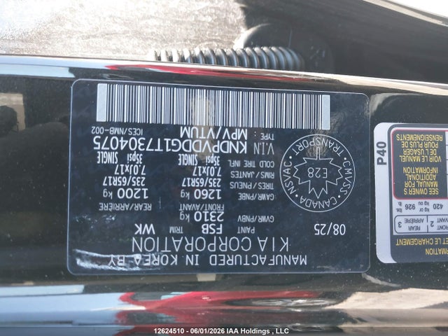 Aukcja sprzedaży 2026 Kia Sportage Hev Ex/ex Premium, vin: KNDPVDDG1T7304075, numer aukcji: 12624510