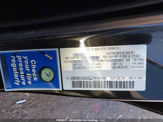 Aukcja sprzedaży 2010 Mazda Cx-7 Gs/gt, vin: JM3ER4W31A0304287, numer aukcji: 12624517