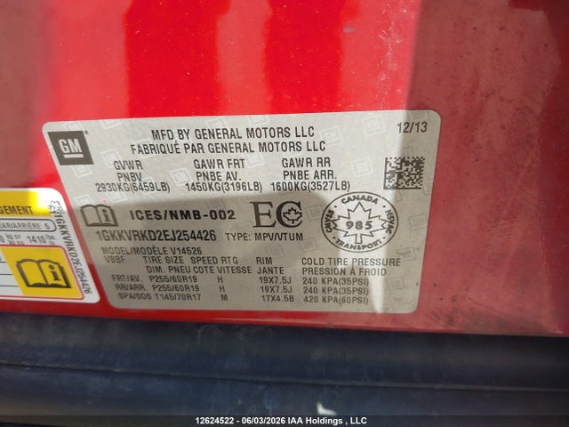 1GKKVRKD2EJ254426 GMC Acadia