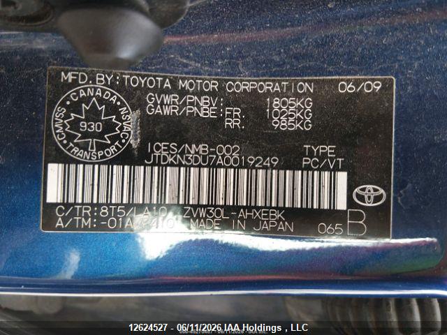 Aukcja sprzedaży 2010 Toyota Prius, vin: JTDKN3DU7A0019249, numer aukcji: 12624527