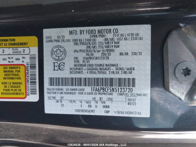 Ford MUSTANG GT 2022 1FA6P8CF5N5123720 Image 9