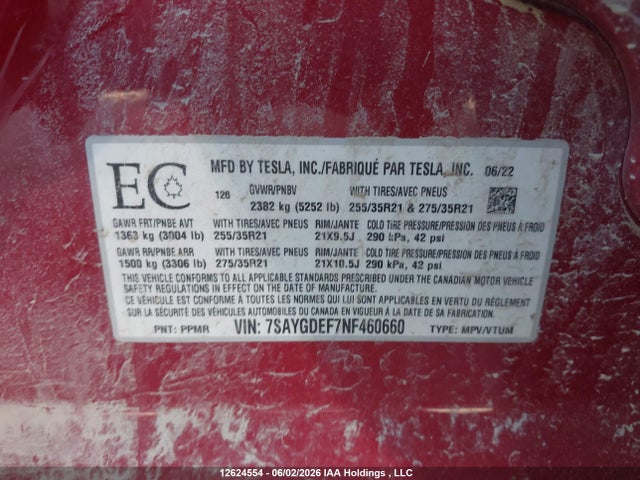 Tesla Model Y Performance 2022 7SAYGDEF7NF460660 Image 19