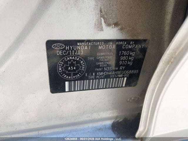 12624555 :رقم المزاد ، KMHDH4AH9EU068895 vin ، 2014 Hyundai Elantra مزاد بيع