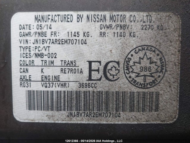 JN1BV7AR2EM707104 Infiniti Q50 Premium/sport