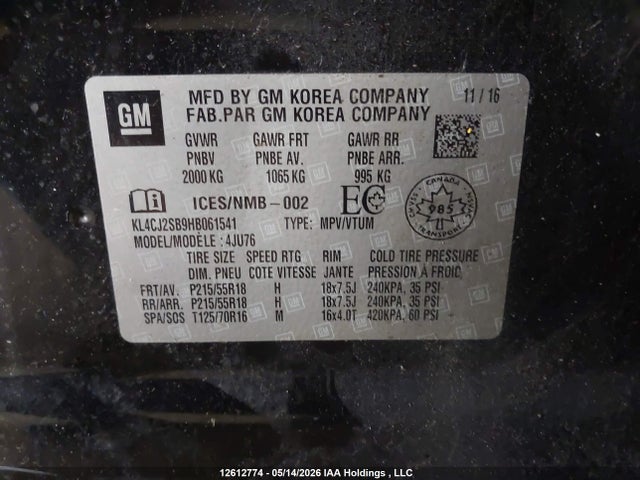 KL4CJ2SB9HB061541 Buick Encore Sport Touring