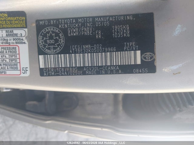 Aukcja sprzedaży 2005 Toyota Camry Le/xle/se, vin: 4T1BE32K05U079966, numer aukcji: 12624592