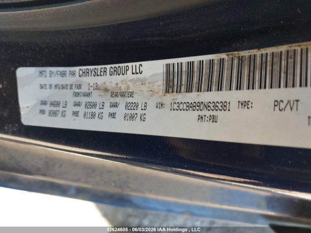 2013 Chrysler 200 მანქანა იყიდება აუქციონზე, vin: 1C3CCBAB9DN636381, აუქციონის ნომერი: 12624605