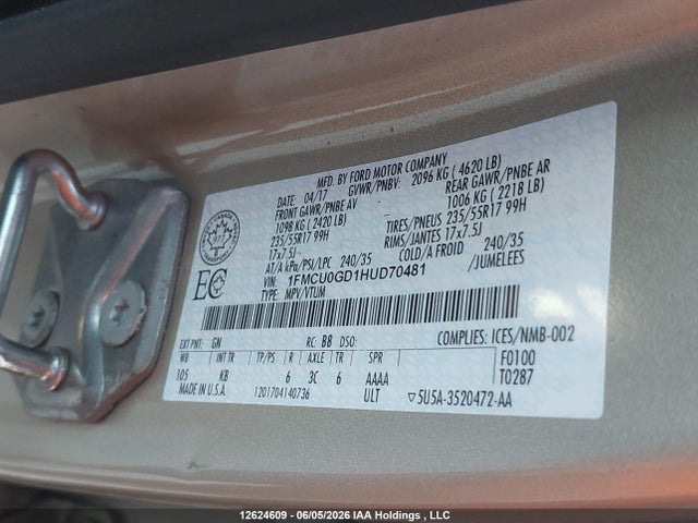 1FMCU0GD1HUD70481 Ford ESCAPE SE