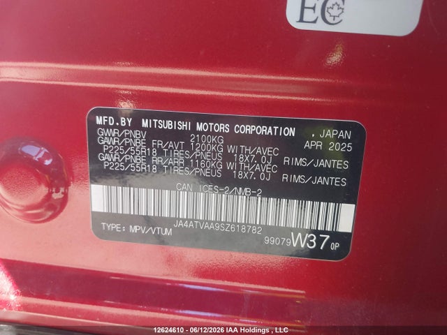 JA4ATVAA9SZ618782 Mitsubishi Eclipse Cross Gt/noir/se/sel