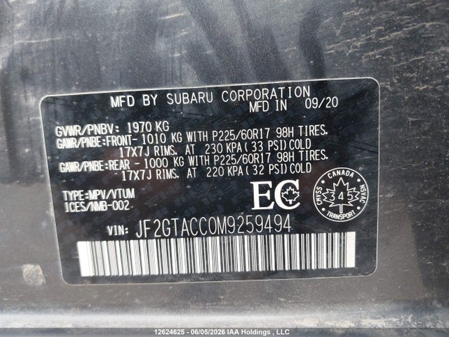 Subaru Crosstrek Premium 2021 JF2GTACC0M9259494 Image 9