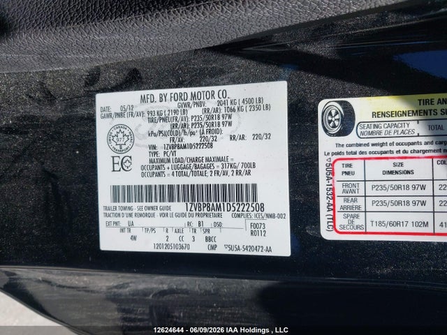 Продаж на аукціоні авто 2013 Ford Mustang, vin: 1ZVBP8AM1D5222508, номер лоту: 12624644