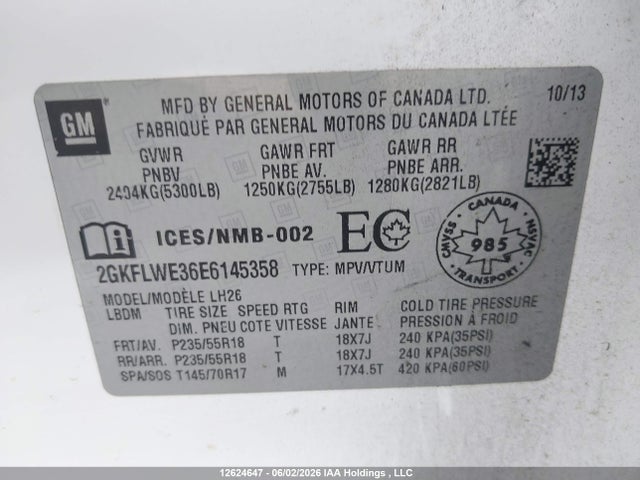 2GKFLWE36E6145358 GMC Terrain Sle