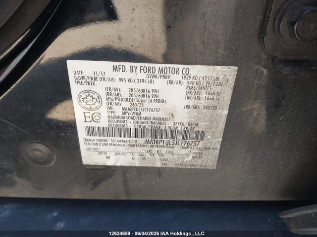 Продаж на аукціоні авто 2018 Ford Ecosport, vin: MAJ6P1UL5JC176757, номер лоту: 12624659