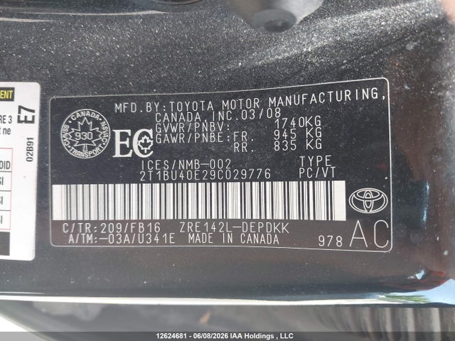 2009 Toyota Corolla S/le/xle მანქანა იყიდება აუქციონზე, vin: 2T1BU40E29C029776, აუქციონის ნომერი: 12624681