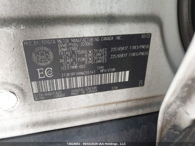2T3B1RFV8NW255141 Toyota RAV4
