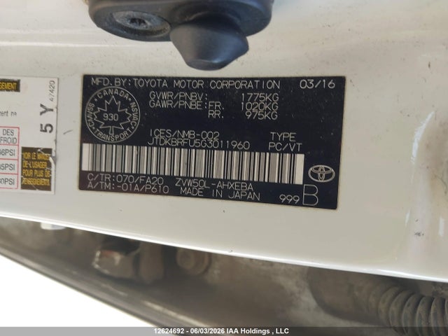 Toyota Prius 2016 JTDKBRFU5G3011960 Image 9