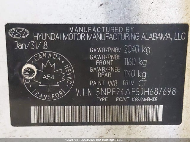Продаж на аукціоні авто 2018 Hyundai Sonata Se, vin: 5NPE24AF5JH687698, номер лоту: 12624708