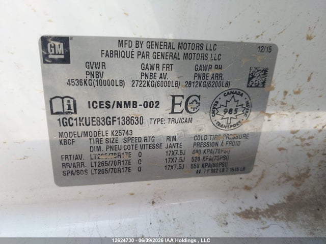 1GC1KUE83GF138630 Chevrolet SILVERADO 2500HD