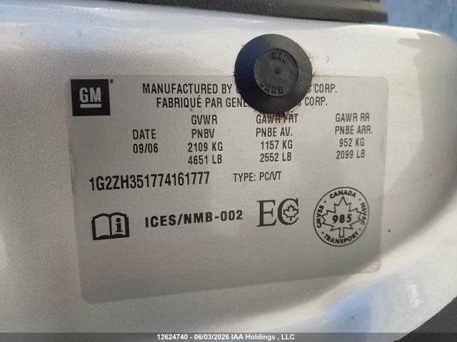 Продаж на аукціоні авто 2007 Pontiac G6 Gt, vin: 1G2ZH351774161777, номер лоту: 12624740