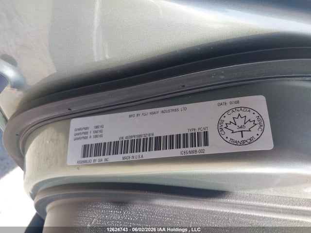 12624743 :رقم المزاد ، 4S3BP616897321816 vin ، 2009 Subaru Legacy 2.5i مزاد بيع