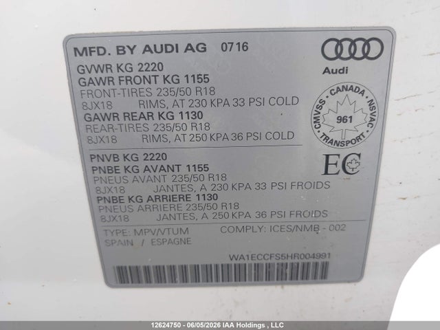 WA1ECCFS5HR004991 Audi Q3 2.0t Komfort