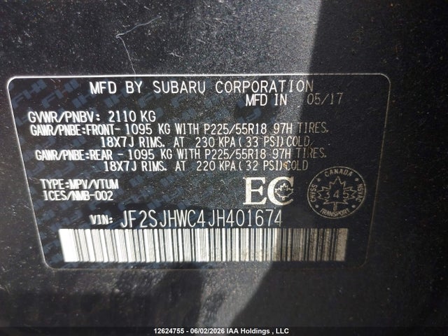 Aukcja sprzedaży 2018 Subaru Forester 2.0xt Limited, vin: JF2SJHWC4JH401674, numer aukcji: 12624755