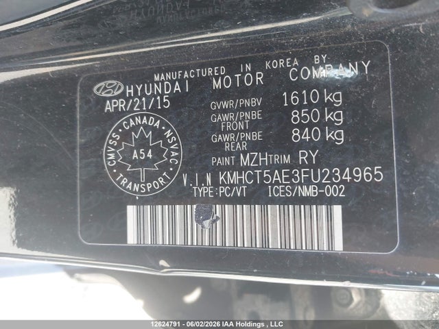 Aukcja sprzedaży 2015 Hyundai Accent Gs, vin: KMHCT5AE3FU234965, numer aukcji: 12624791