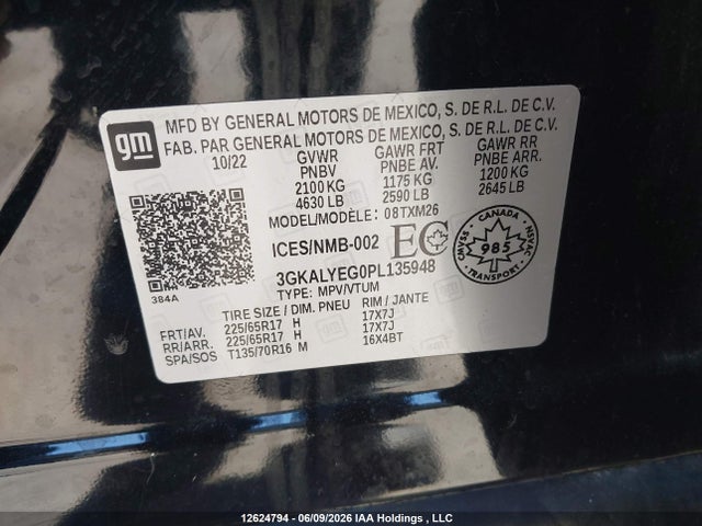 Aukcja sprzedaży 2023 Gmc Terrain, vin: 3GKALYEG0PL135948, numer aukcji: 12624794