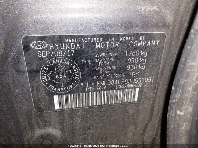 Продаж на аукціоні авто 2018 Hyundai Elantra Sel/value/limited, vin: KMHD84LF8JU553051, номер лоту: 12624817