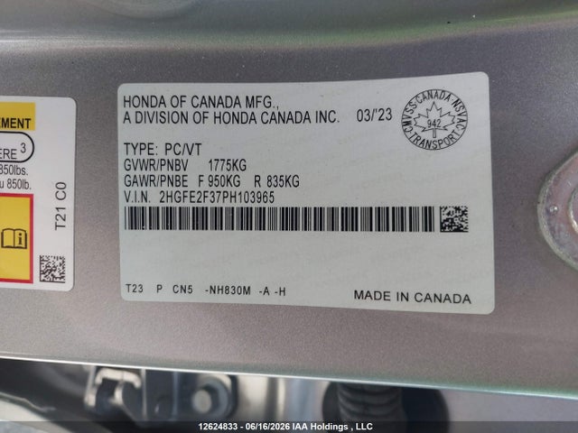 Honda Civic Ex 4dr 2023 2HGFE2F37PH103965 Image 9