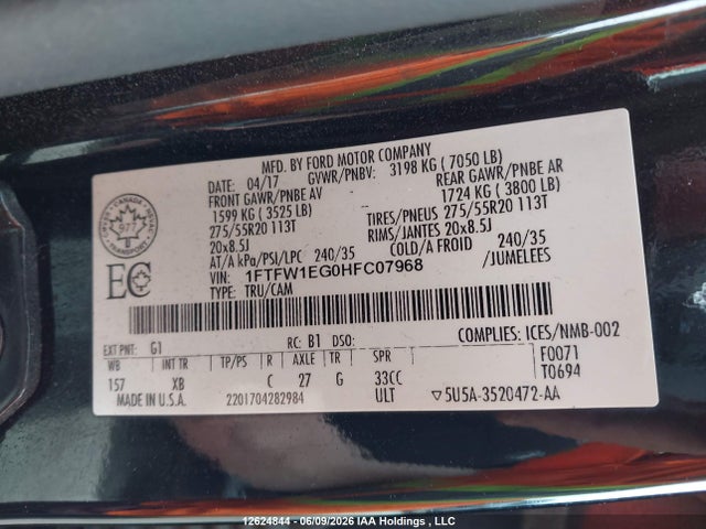 Ford F-150 2017 1FTFW1EG0HFC07968 Image 9