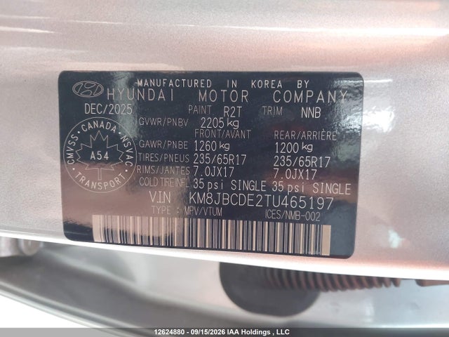 Продажа на аукционе авто 2026 Hyundai Tucson Sel, vin: KM8JBCDE2TU465197, номер лота: 12624880