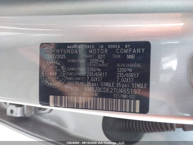 Продажа на аукционе авто 2026 Hyundai Tucson Sel, vin: KM8JBCDE2TU465197, номер лота: 12624880
