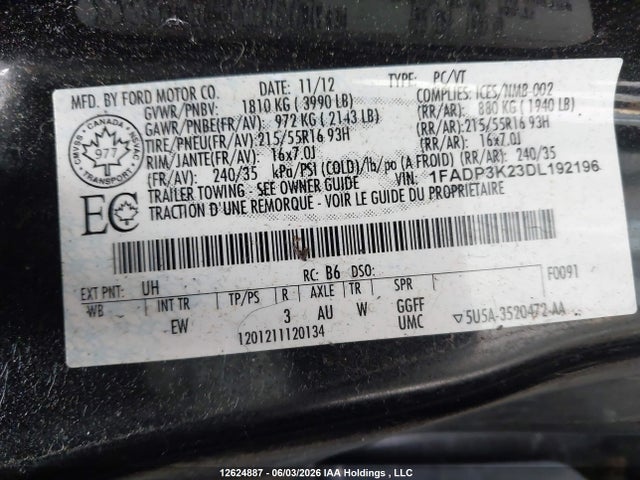 Aukcja sprzedaży 2013 Ford Focus Se, vin: 1FADP3K23DL192196, numer aukcji: 12624887