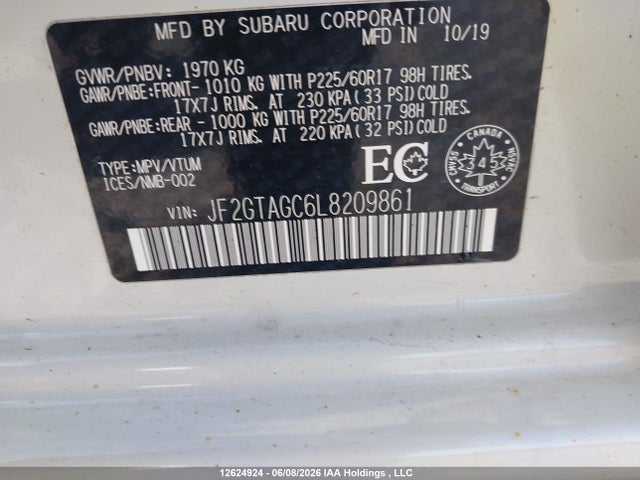 Продаж на аукціоні авто 2020 Subaru Crosstrek Sport, vin: JF2GTAGC6L8209861, номер лоту: 12624924
