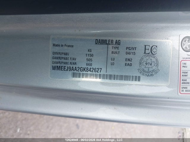 WMEEJ9AA2GK842627 Smart Fortwo Electric Drive Passion
