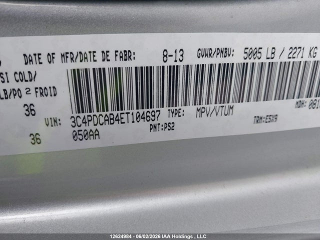 12624984 :رقم المزاد ، 3C4PDCAB4ET104697 vin ، 2014 Dodge Journey Cvp/se Plus مزاد بيع