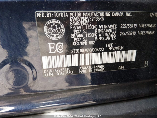 Toyota Rav4 Limited 2019 2T3D1RFV7KW006723 Image 9