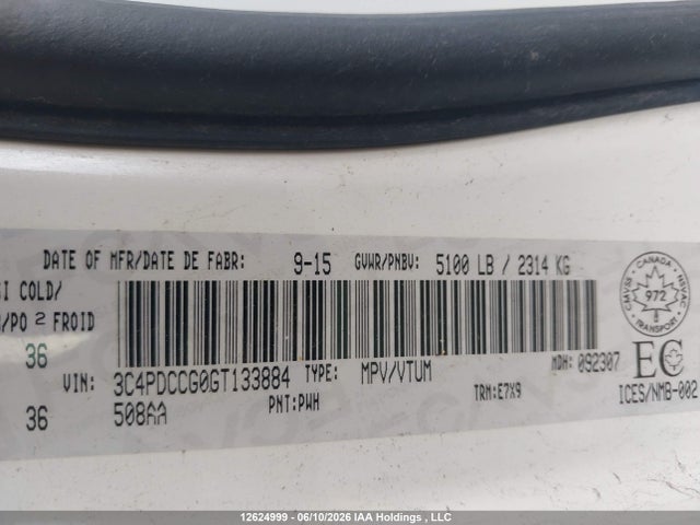 12624999 :رقم المزاد ، 3C4PDCCG0GT133884 vin ، 2016 Dodge Journey Sxt/limited مزاد بيع