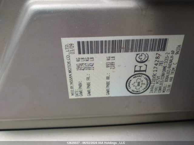 Aukcja sprzedaży 2009 Nissan Altima 2.5/2.5s, vin: 1N4AL21EX9C174287, numer aukcji: 12625027